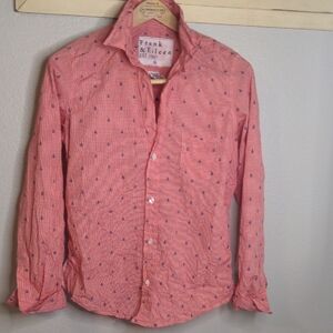 Frank & Eileen Pink Blouse with Blue Accents